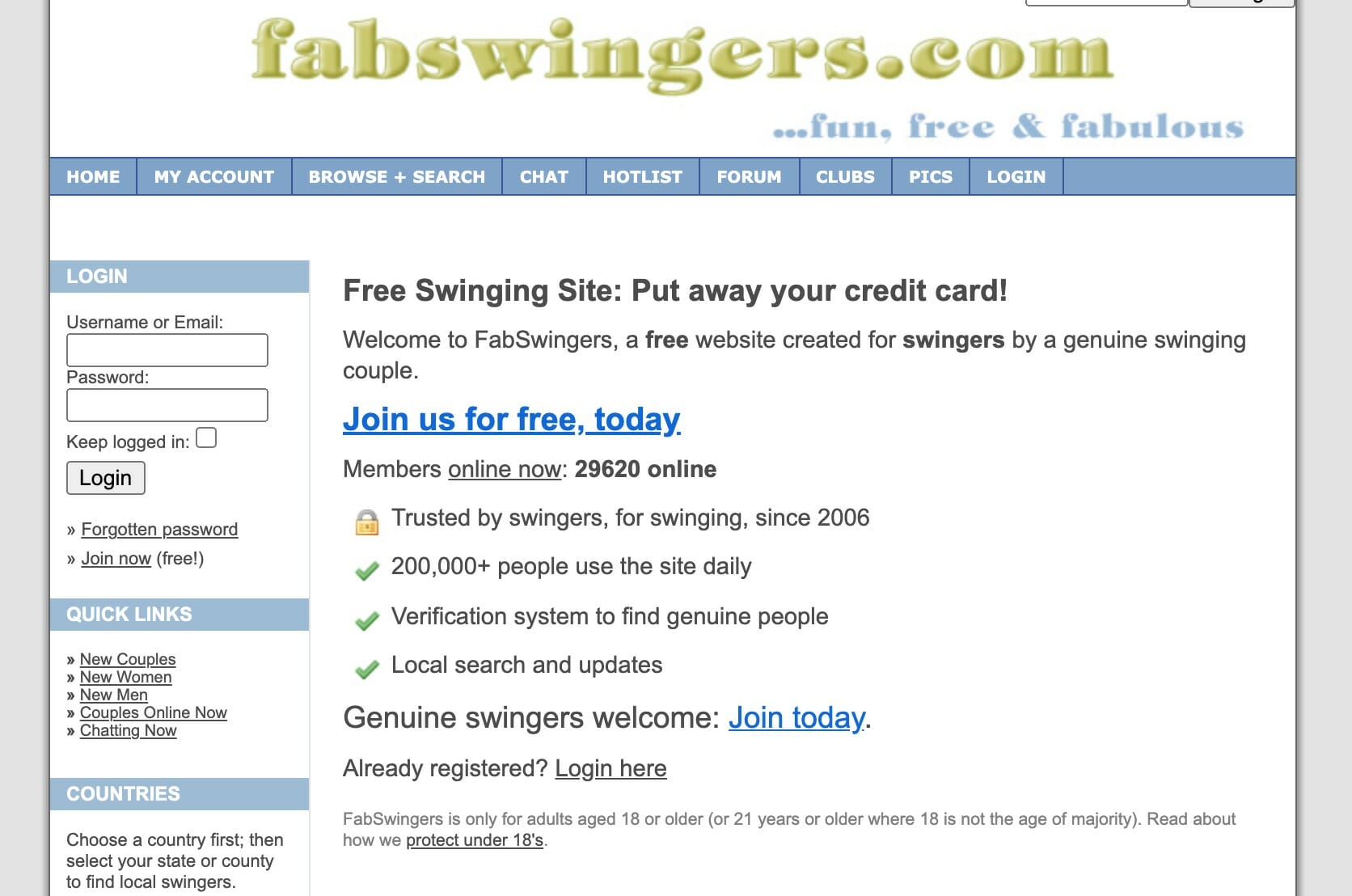 home page site swinger