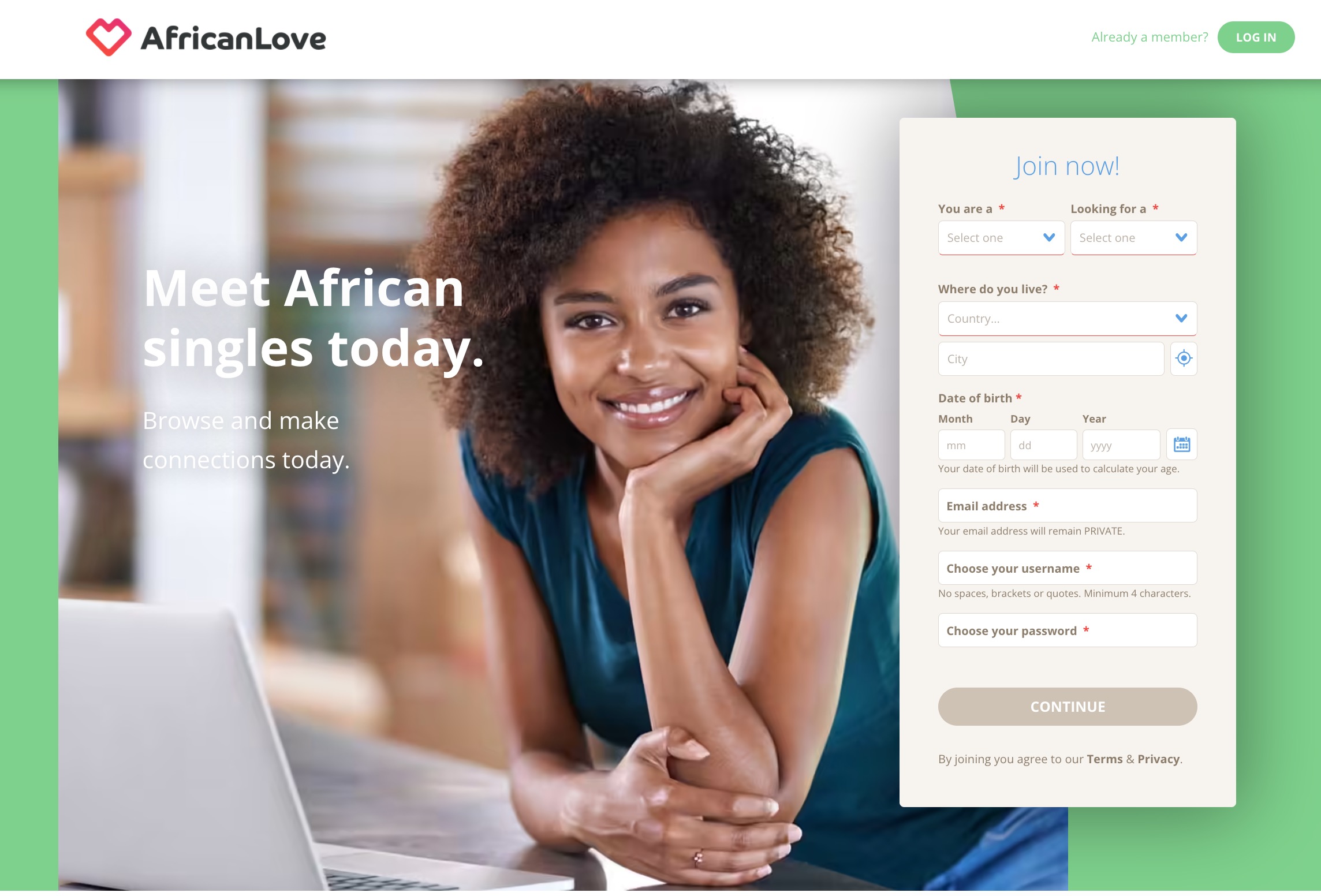 AfricanLove main page